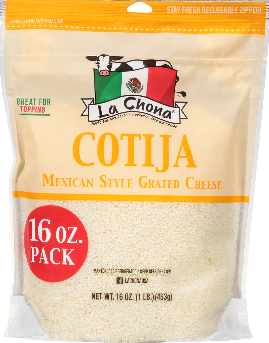 slide 2 of 7, La Chona Mexican Style Cotija Grated Cheese 16 oz, 16 oz
