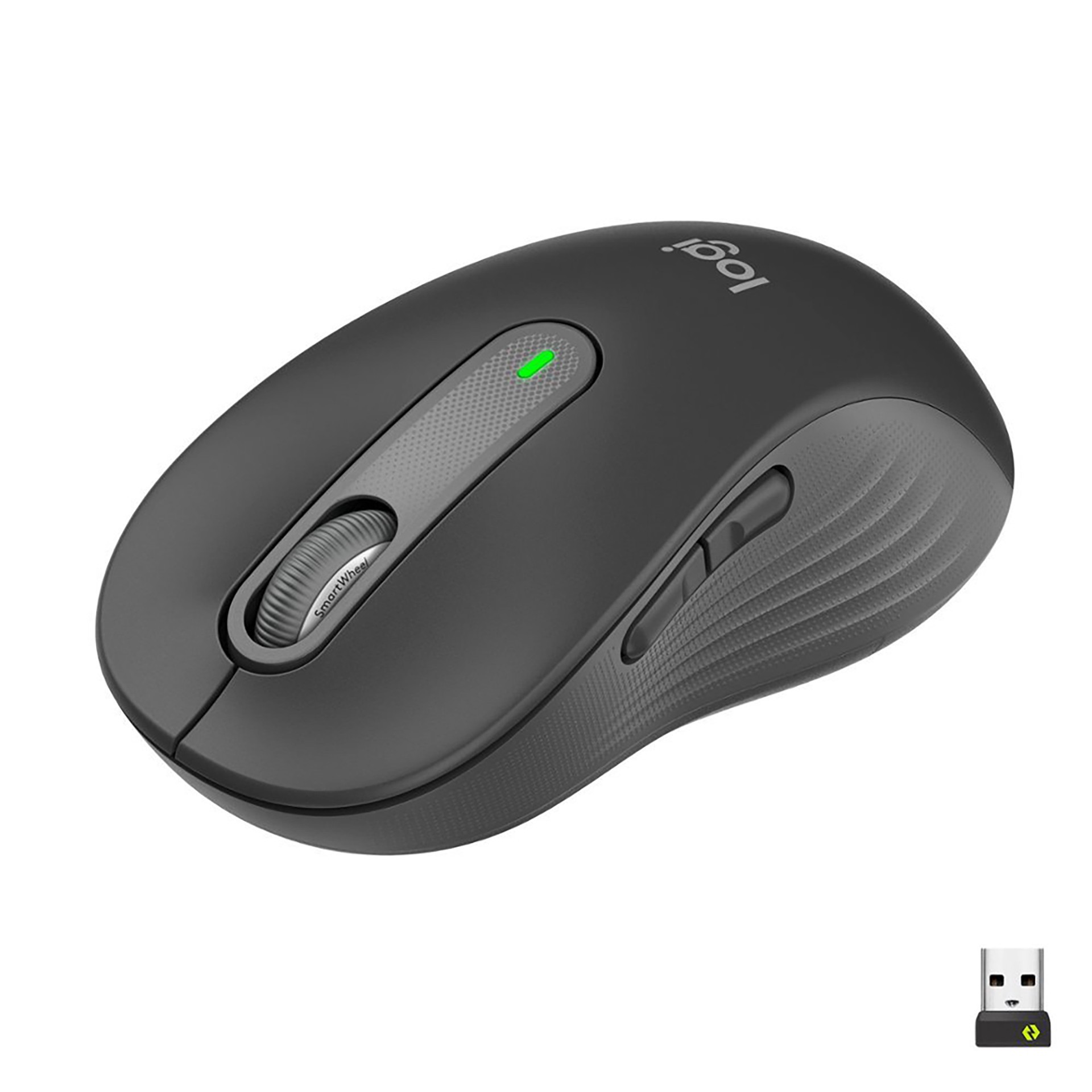 slide 2 of 5, Logitech Signature M650 L Full Size Wireless Mouse - For Large Sized Hands, 2-Year Battery, Silent Clicks, Customizable Side Buttons, Bluetooth, Multi-Device Compatibility, Graphite, Full Size
