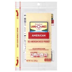 Land O'Lakes White Deli American Cheese, Packaged Sliced Cheese, 8oz, 10 Slices
