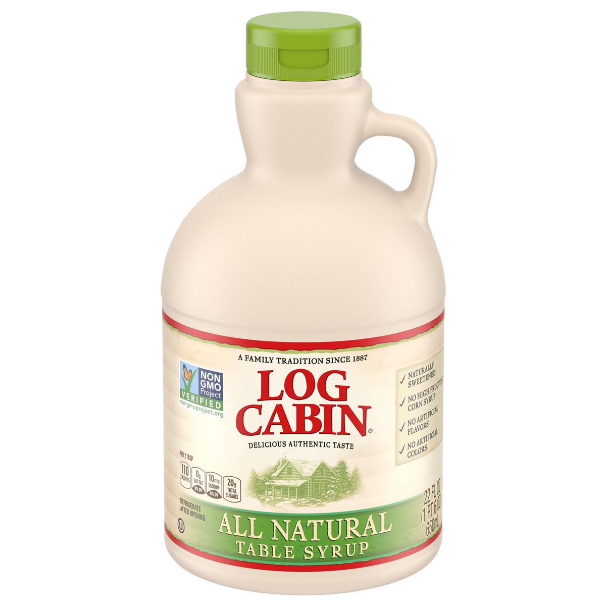 slide 1 of 1, Log Cabin All Natural Table Syrup 22 fl oz, 22 fl oz