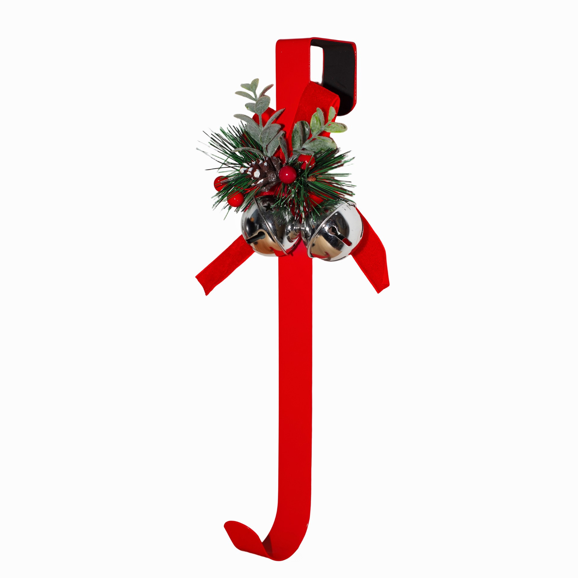 slide 2 of 3, 15" Red & Silver Bell Wreath Hanger By Ashland, 15 in