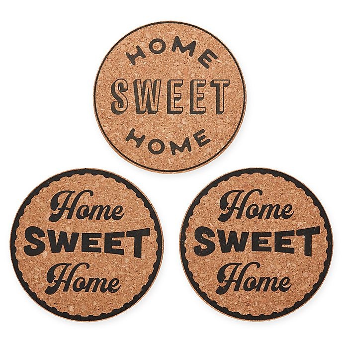 slide 1 of 1, Kamenstein Home Sweet Home'' Cork Trivet Set'', 3 ct