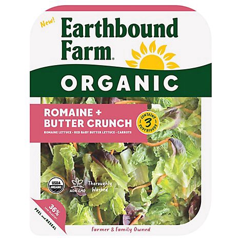 slide 1 of 1, Earthbound Farm Organic Romaine & Butter Crunch, 5.5 oz