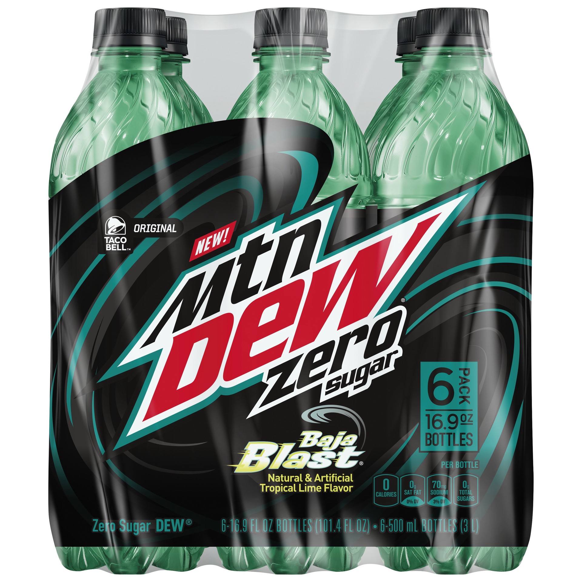 slide 1 of 2, Mountain Dew Zero Sugar Baja Blast Soda Tropical Lime - 101.4 oz, 101.4 oz