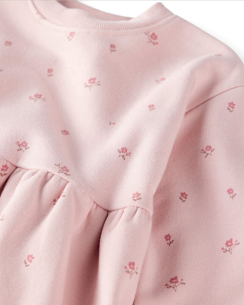 slide 4 of 5, Littleplanet Baby Girl French Terry Dress Made with Organic Cotton in Blush Petals Print Blush Petals 18M, 1 ct