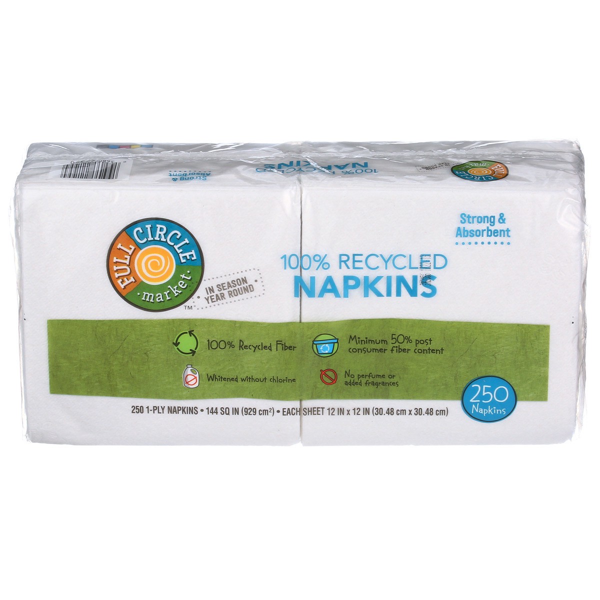 slide 1 of 8, Full Circle Market 1-Ply White Napkins, 250 ct