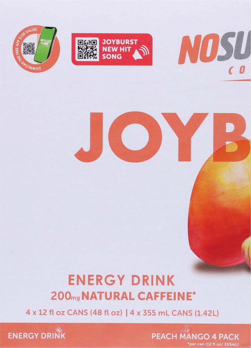 slide 8 of 9, No Sugar Company Joyburst Peach Mango Energy Drink - 4 ct, 4 ct