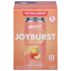 No Sugar Company Joyburst Peach Mango Energy Drink - 4 ct