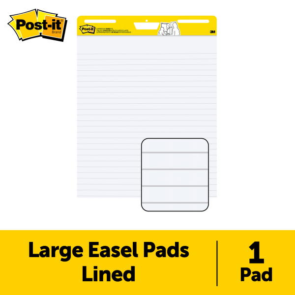 slide 10 of 10, Post-it Super Sticky Easel Pad, 25" X 30", Lined, 30 Sheets, White, 30 ct
