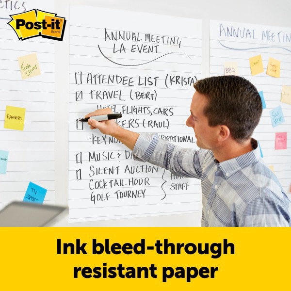 slide 6 of 10, Post-it Super Sticky Easel Pad, 25" X 30", Lined, 30 Sheets, White, 30 ct