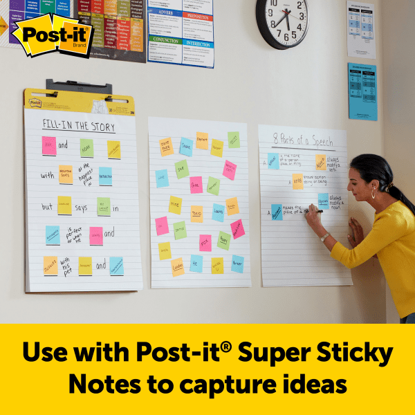 slide 2 of 10, Post-it Super Sticky Easel Pad, 25" X 30", Lined, 30 Sheets, White, 30 ct