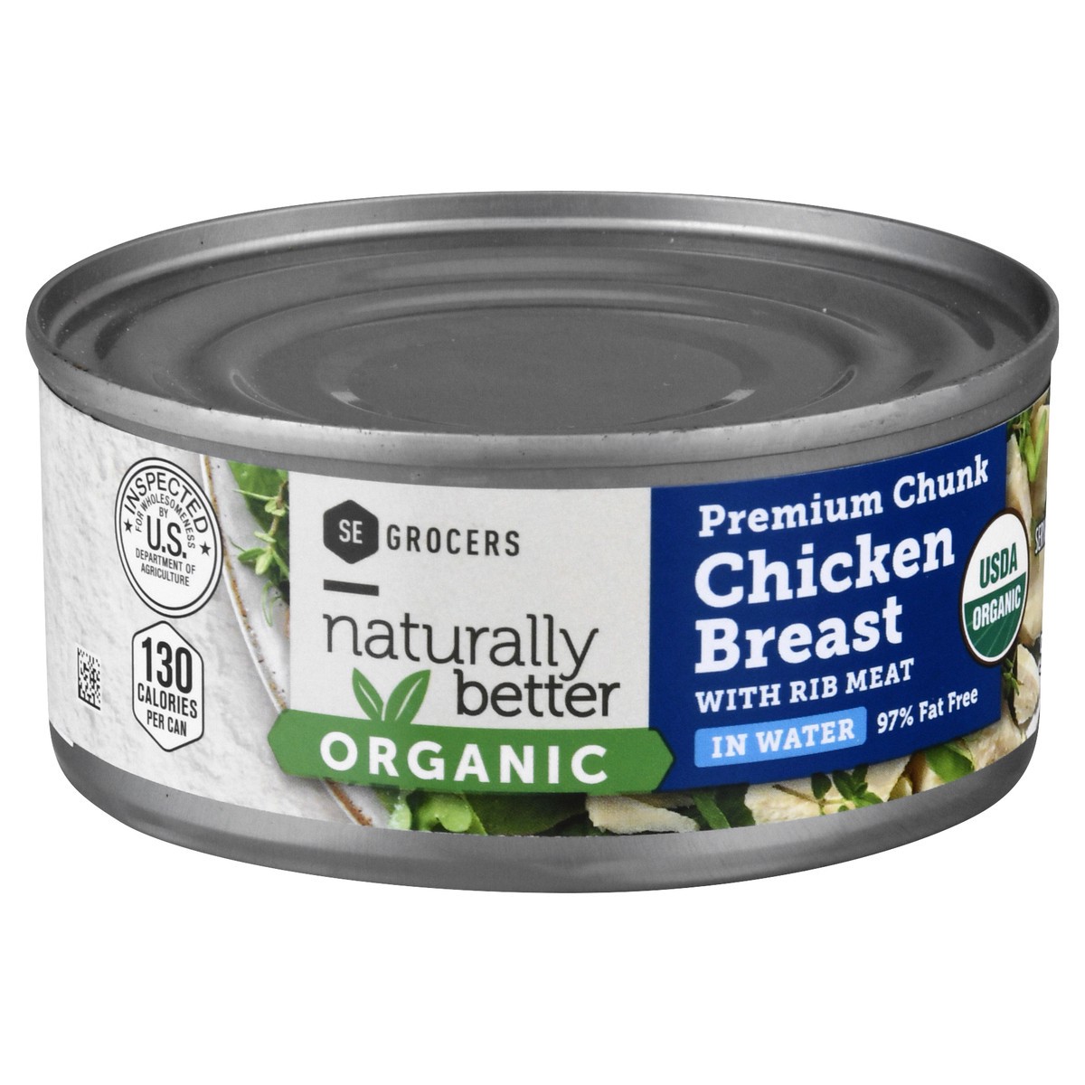 slide 6 of 12, SE Grocers Naturally Better Organic Premium Chunk Chicken Breast In Water, 5 oz