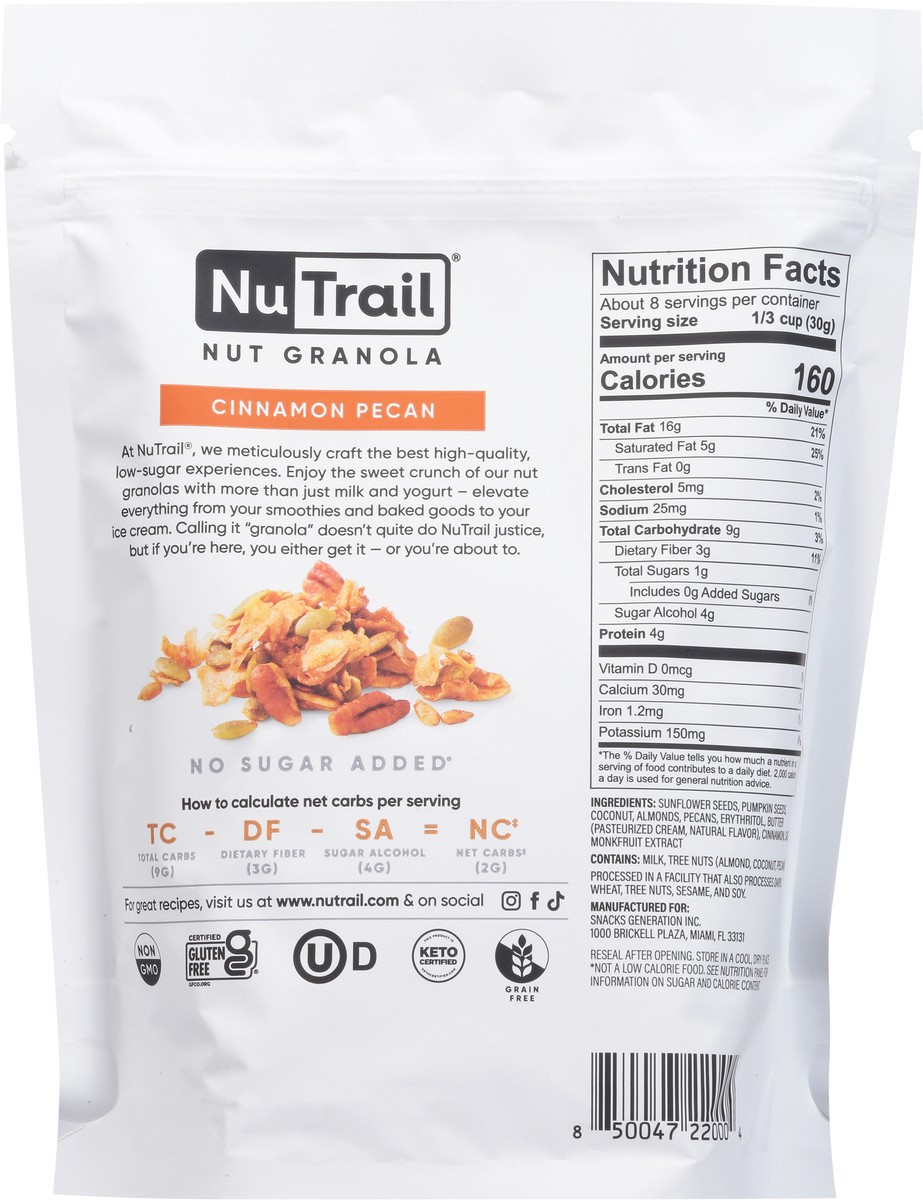 slide 3 of 14, NuTrail No Sugar Added Cinnamon Pecan Nut Granola 8 oz, 8 oz