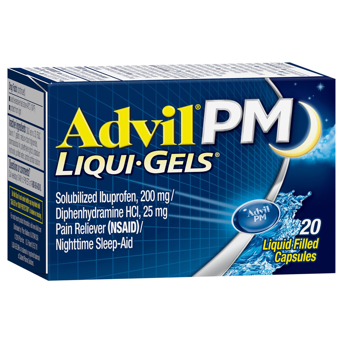 slide 2 of 9, Advil Pain Reliever/Nighttime Sleep Aid, Liqui-Gels, 20 Each, 20 ct