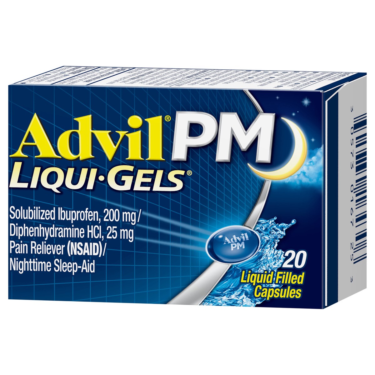 slide 3 of 9, Advil Pain Reliever/Nighttime Sleep Aid, Liqui-Gels, 20 Each, 20 ct