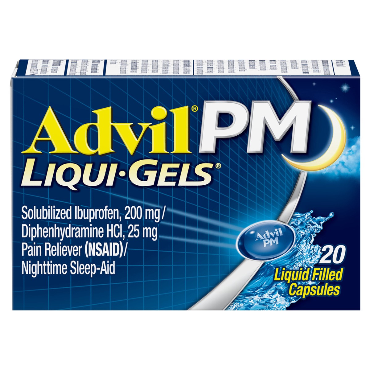 slide 1 of 1, Advil PM Liqui-Gels Pain Reliever and Nighttime Sleep Aid, Ibuprofen for Pain Relief and Diphenhydramine HCL for a Sleep Aid - 20 Liquid Filled Capsules, 20 ct