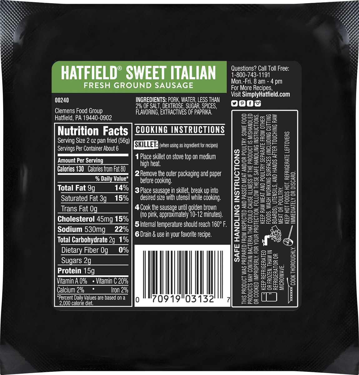 slide 7 of 7, Hatfield Recipe Essentials Fresh Sweet Italian Ground Sausage 16 oz, 16 oz