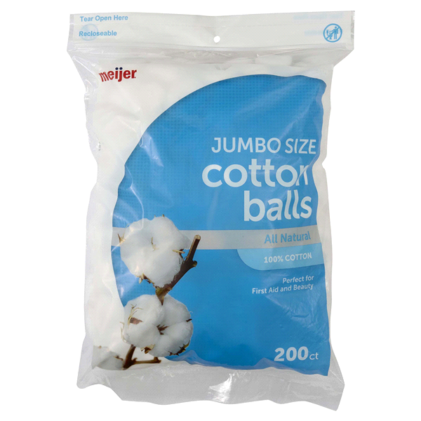 slide 1 of 1, Meijer Super Jumbo Cotton Balls, 200 ct