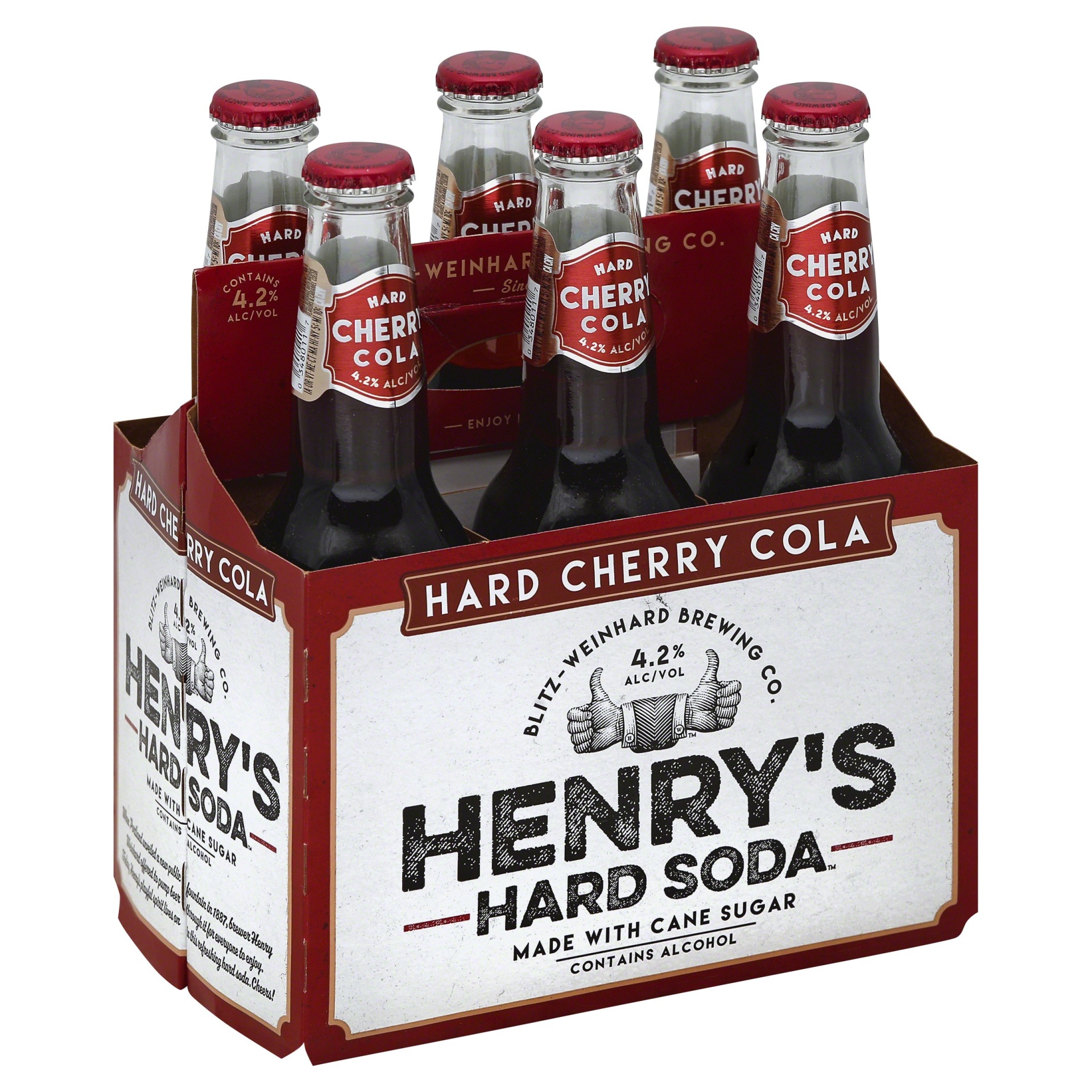 slide 1 of 4, Henry's Hard Soda, Hard Cherry Cola, 6 ct; 12 fl oz