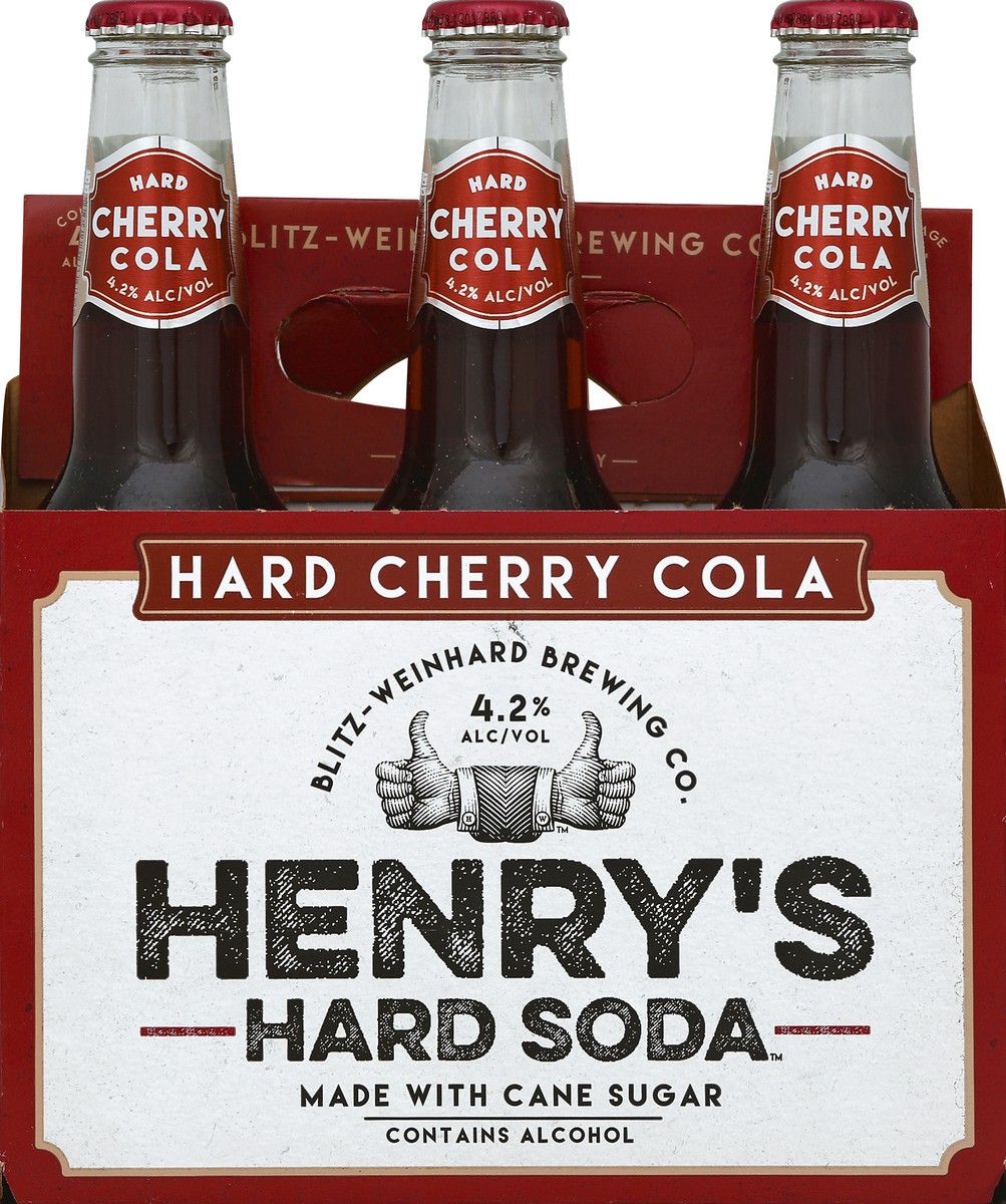 slide 4 of 4, Henry's Hard Soda, Hard Cherry Cola, 6 ct; 12 fl oz