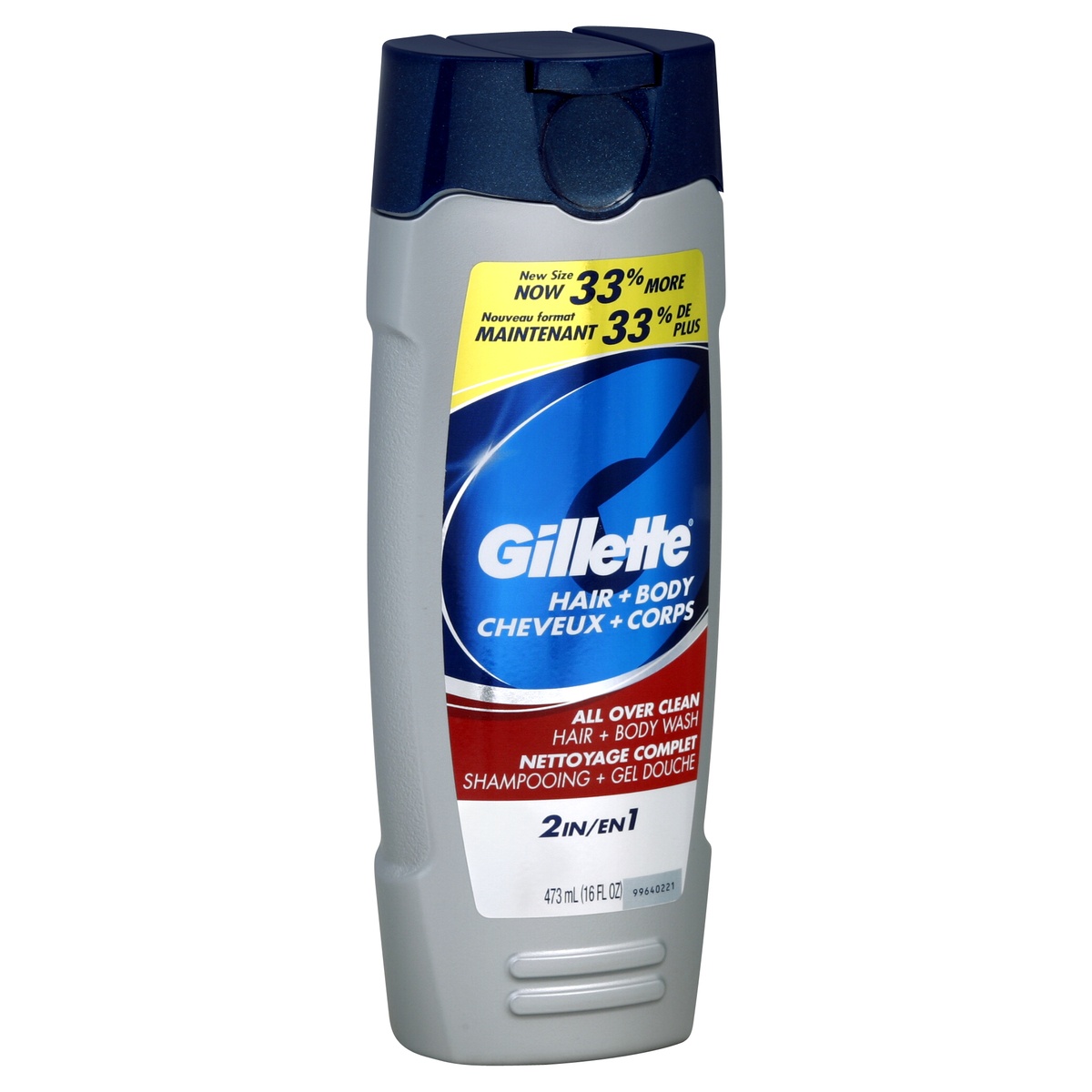 slide 1 of 1, Gillette Hair + Body Wash , 16 oz