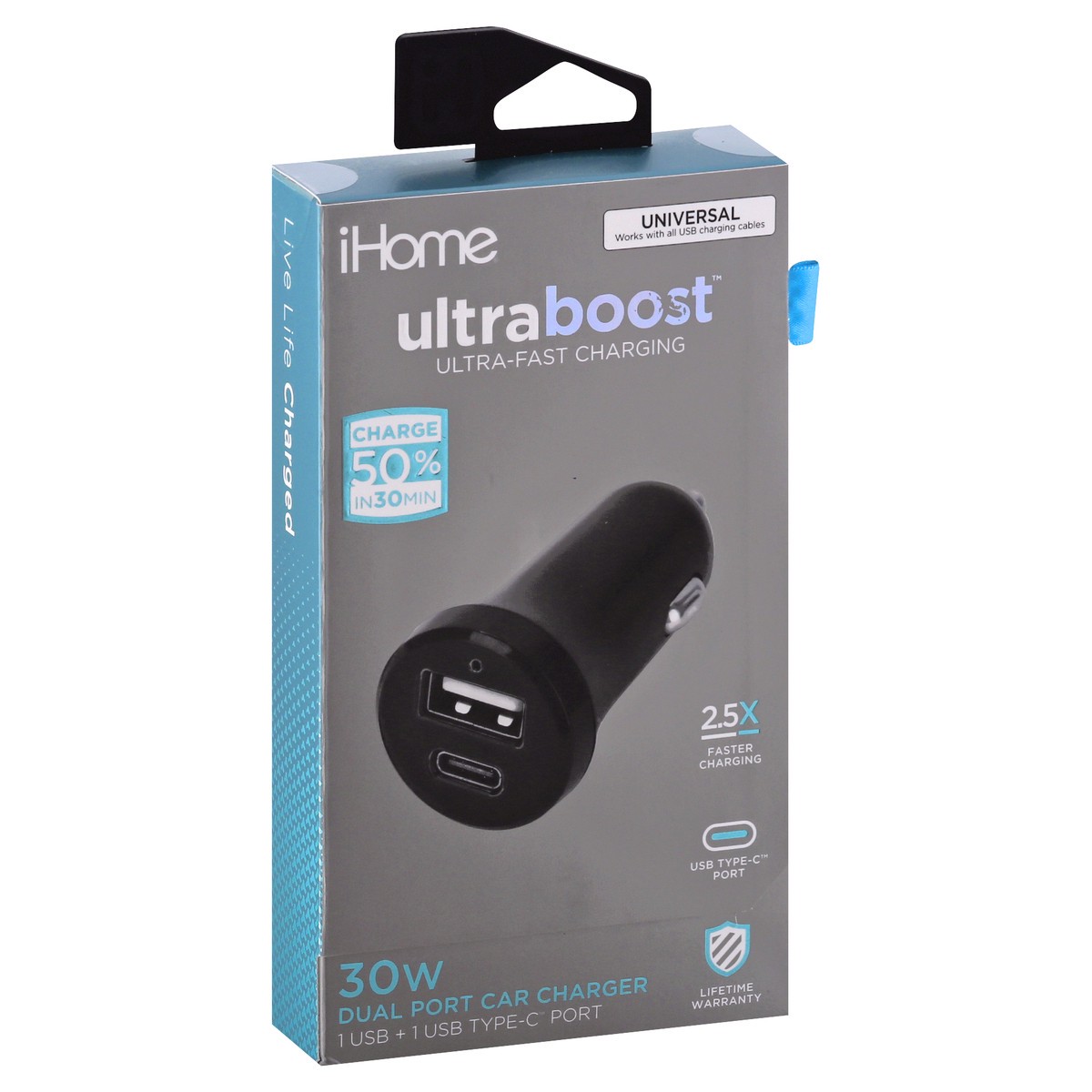 slide 3 of 9, iHome UltraBoost Dual Port Car Charger 1 ea, 1 ct