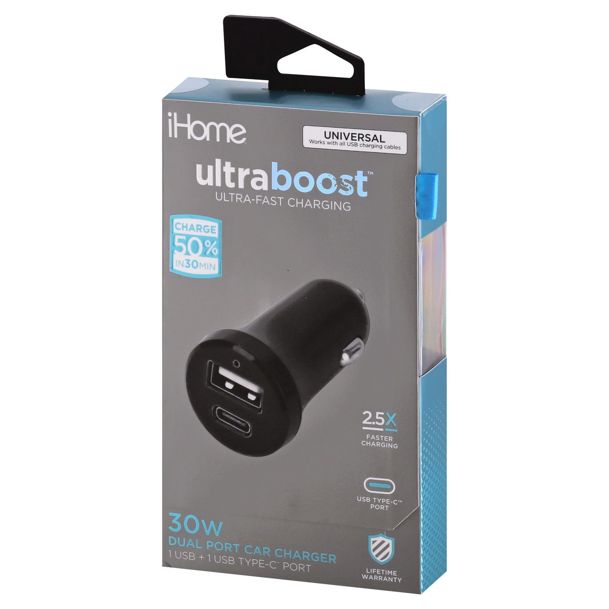 slide 9 of 9, iHome UltraBoost Dual Port Car Charger 1 ea, 1 ct