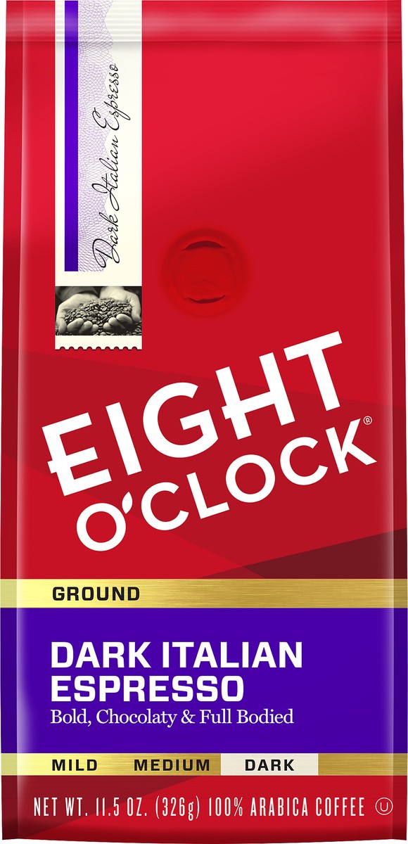 slide 1 of 3, Eight O'Clock Coffee Eight O'Clock Dark Italian Espresso Ground Coffee 11.5 oz. Bag, 11.5 oz