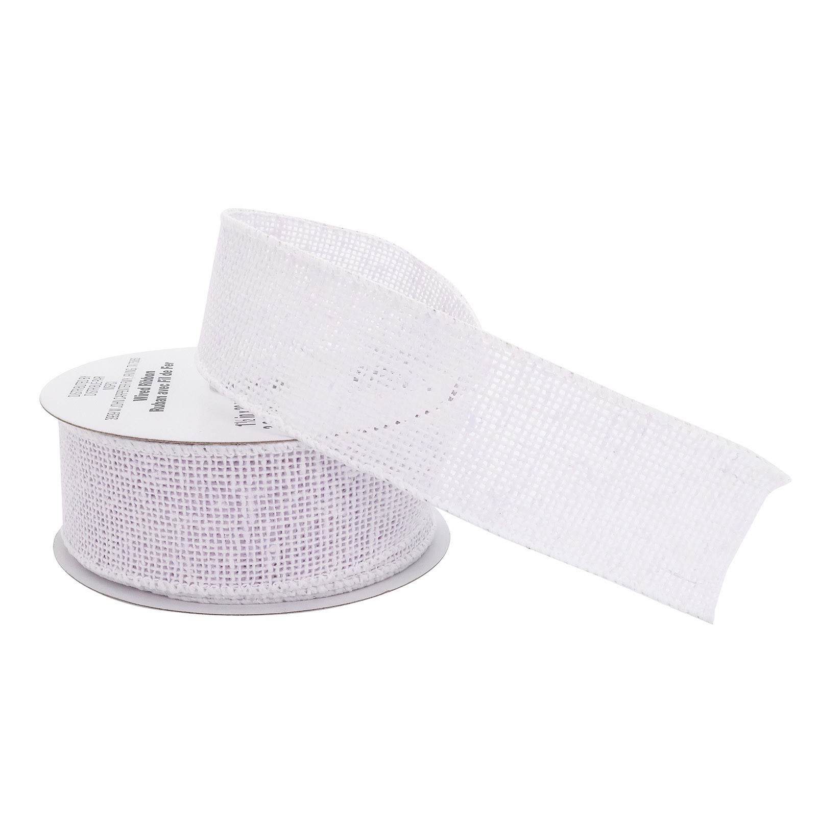 slide 2 of 4, 1.5" X 30ft. White Wired Faux Burlap Ribbon By Celebrate It, 1.5 in x 30 ft