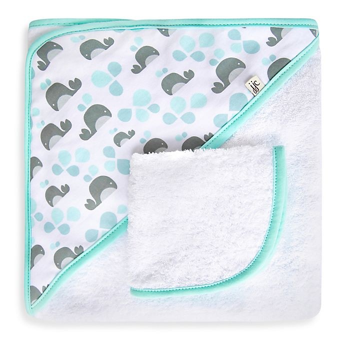 slide 1 of 1, JJ Cole Hooded Towel - Aqua Whale, 1 ct