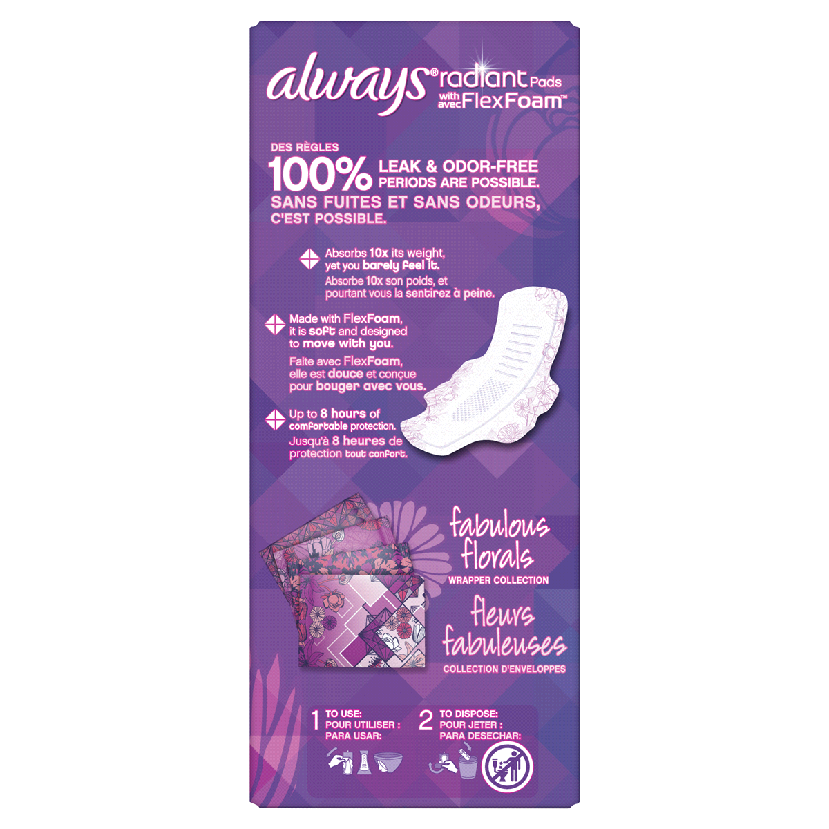 slide 4 of 6, Always Radiant Scented Pads - Extra Heavy Overnight Flow - Size 5, 20 ct