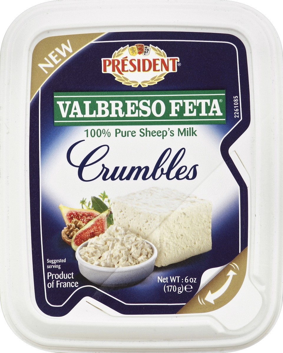 slide 2 of 4, Président Valbreso Feta Crumbles, 6 oz