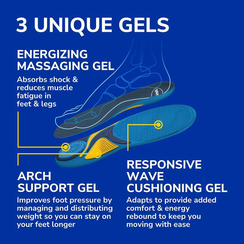 slide 3 of 12, Dr. Scholl's Comfort and Energy Massaging Gel Insoles, Women's Size 6-10, 1 pair