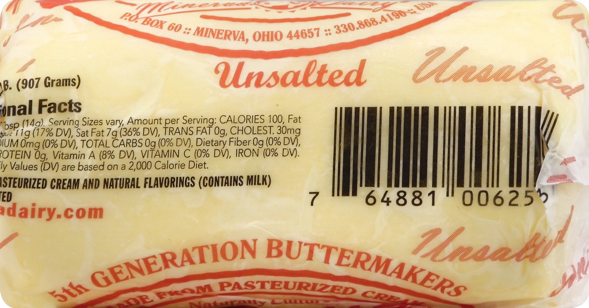 slide 2 of 5, Minerva Dairy Butter Roll Unsalted 2 Lb, 1 ct