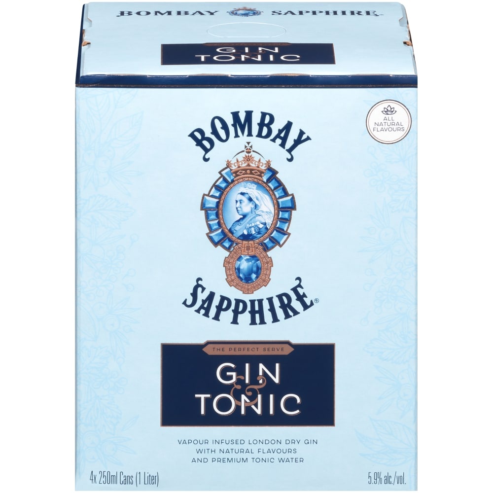 slide 1 of 1, Bombay Gin & Tonic 4-250 ml Cans, 4 ct; 250 ml