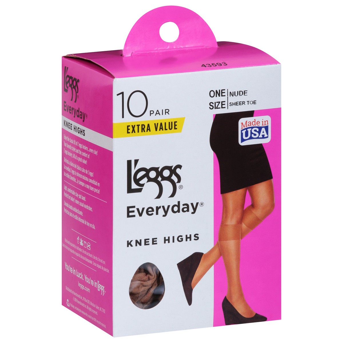 slide 5 of 9, L'eggs Everyday Nude Knee Highs Extra Value 10 ea, 10 ct