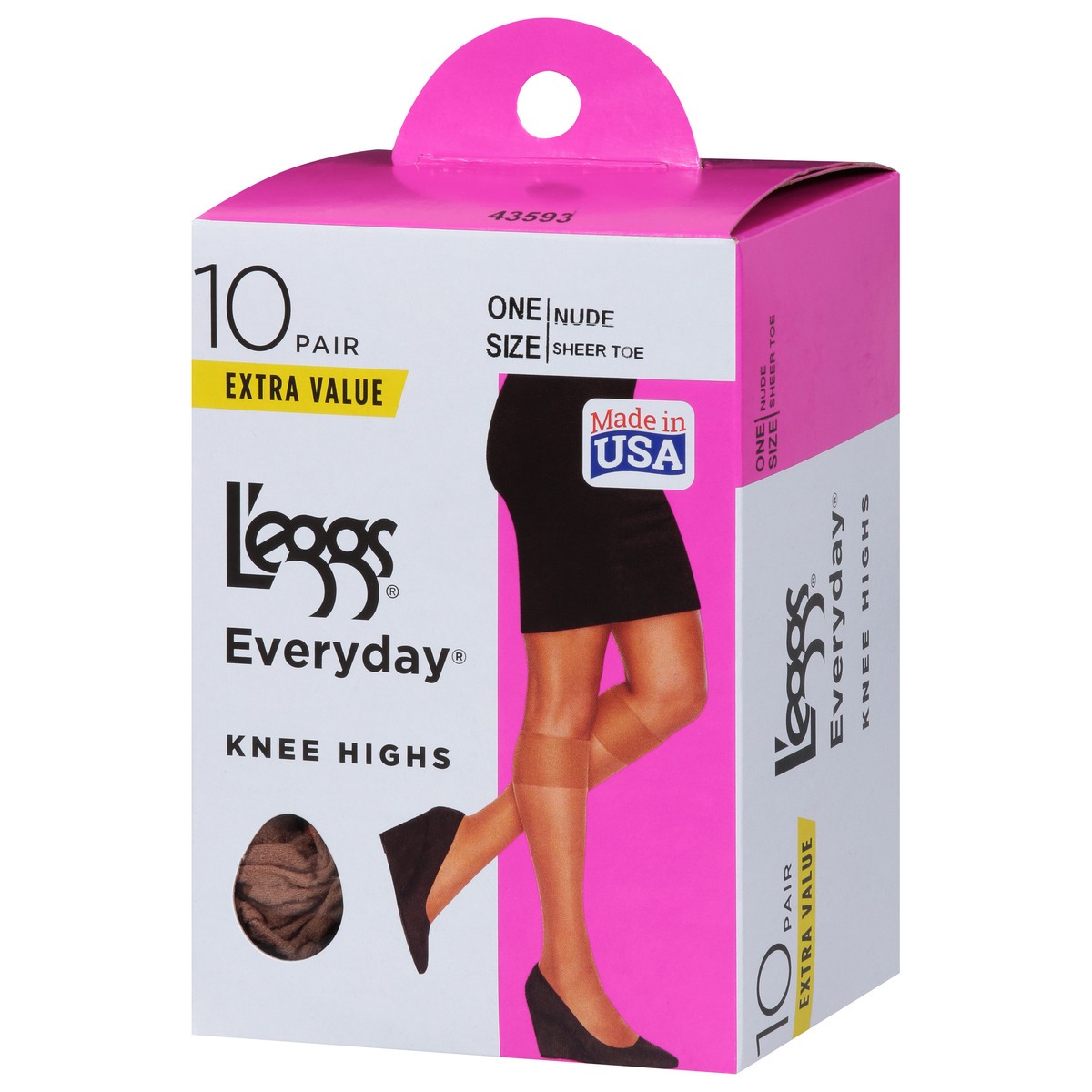 slide 7 of 9, L'eggs Everyday Nude Knee Highs Extra Value 10 ea, 10 ct