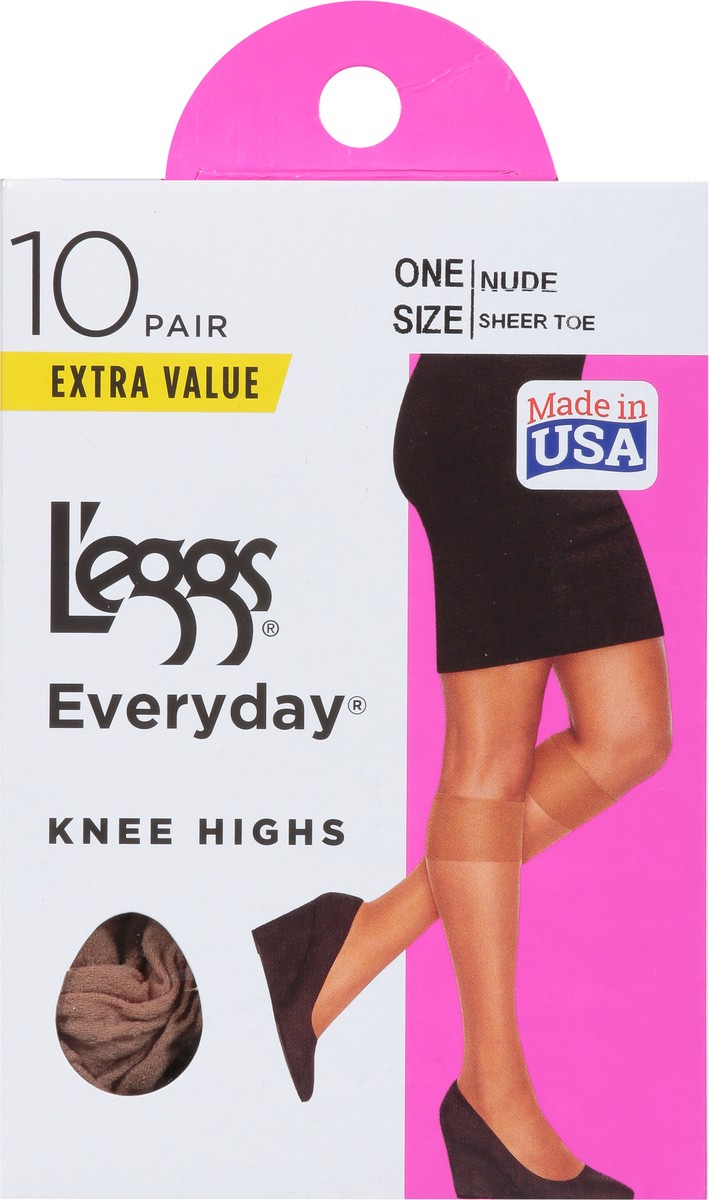 slide 3 of 9, L'eggs Everyday Nude Knee Highs Extra Value 10 ea, 10 ct