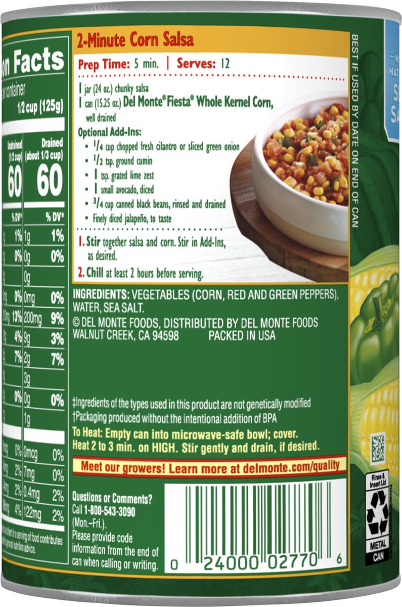 slide 3 of 4, Del Monte Fresh Cut Harvest Selects Whole Kernel Sweet Fiesta Corn 15.25 oz Can, 15.25 oz