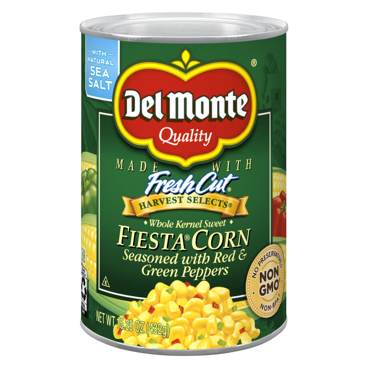 slide 1 of 4, Del Monte Fresh Cut Harvest Selects Whole Kernel Sweet Fiesta Corn 15.25 oz Can, 15.25 oz