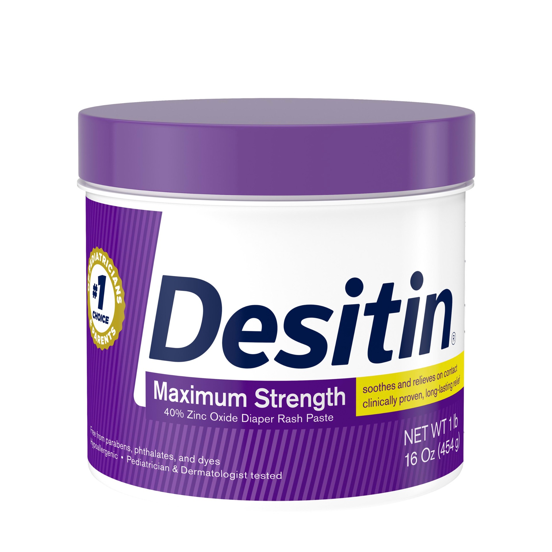 slide 1 of 21, Desitin Maximum Strength Baby Diaper Rash Cream with 40% Zinc Oxide for Treatment, Relief & Prevention, Hypoallergenic, Phthalate- & Paraben-Free Paste, 16 oz, 16 oz