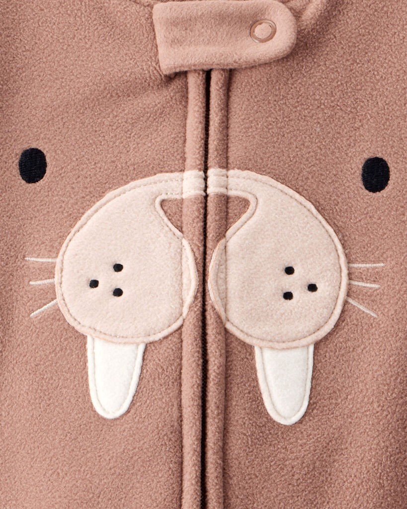 slide 4 of 4, Carter's Carters Toddler Boy Walrus Loose Fit Long-Sleeve 2-Way Zip 1-Piece Pajamas - Brown Brown 4T, 1 ct