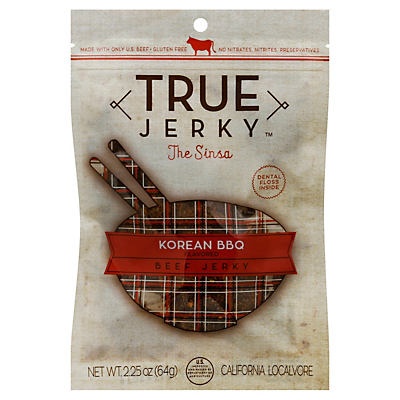 slide 1 of 3, True Jerky Beef Jerky, Korean BBQ Flavored, The Sinsa, 2.25 oz