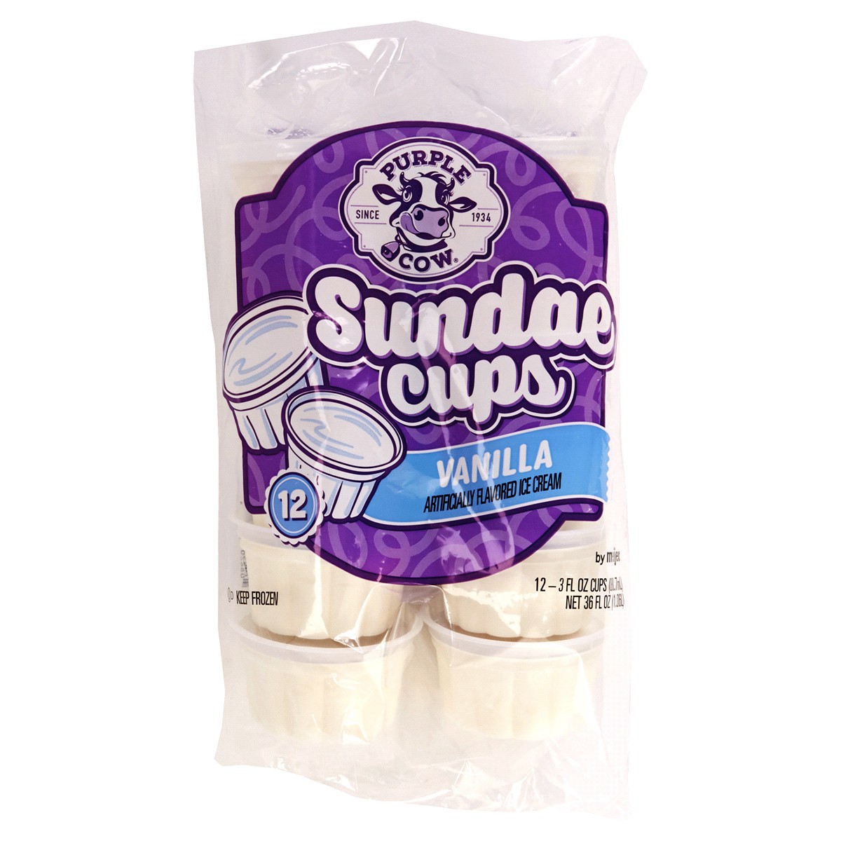 slide 1 of 5, Purple Cow Vanilla Ice Cream Cups, 12 ct