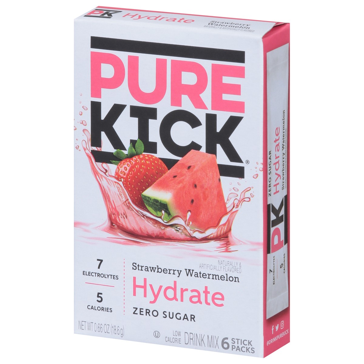 slide 9 of 14, Pure Kick Hydrate Zero Sugar Strawberry Watermelon Drink Mix 6 Stick Packs - 6 ct, 6 ct