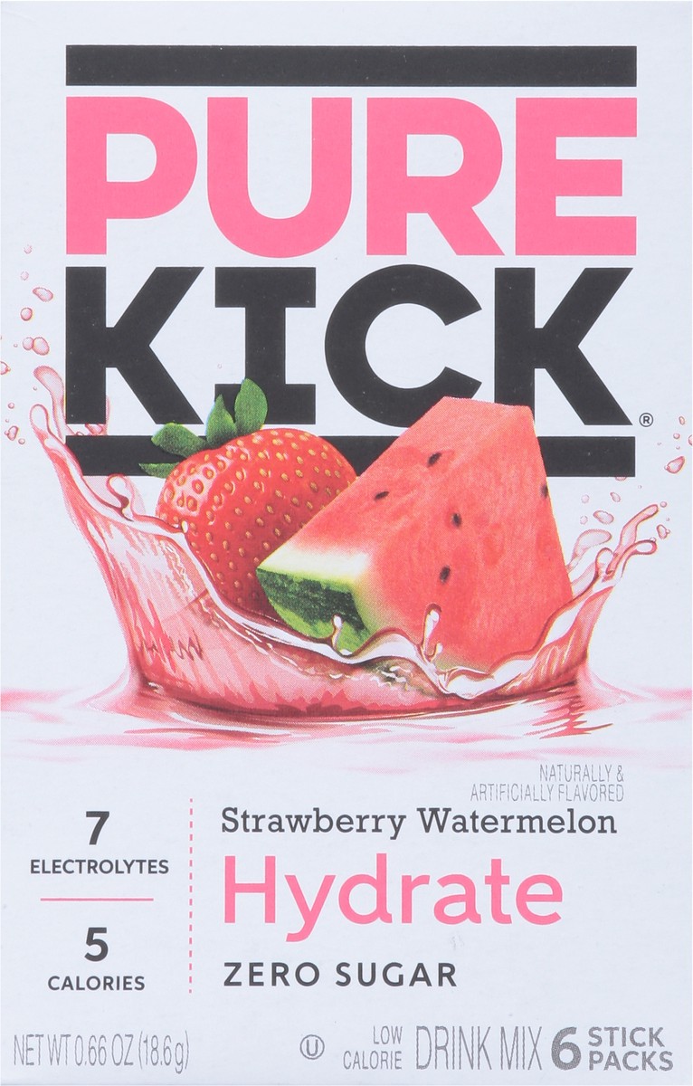 slide 5 of 14, Pure Kick Hydrate Zero Sugar Strawberry Watermelon Drink Mix 6 Stick Packs - 6 ct, 6 ct