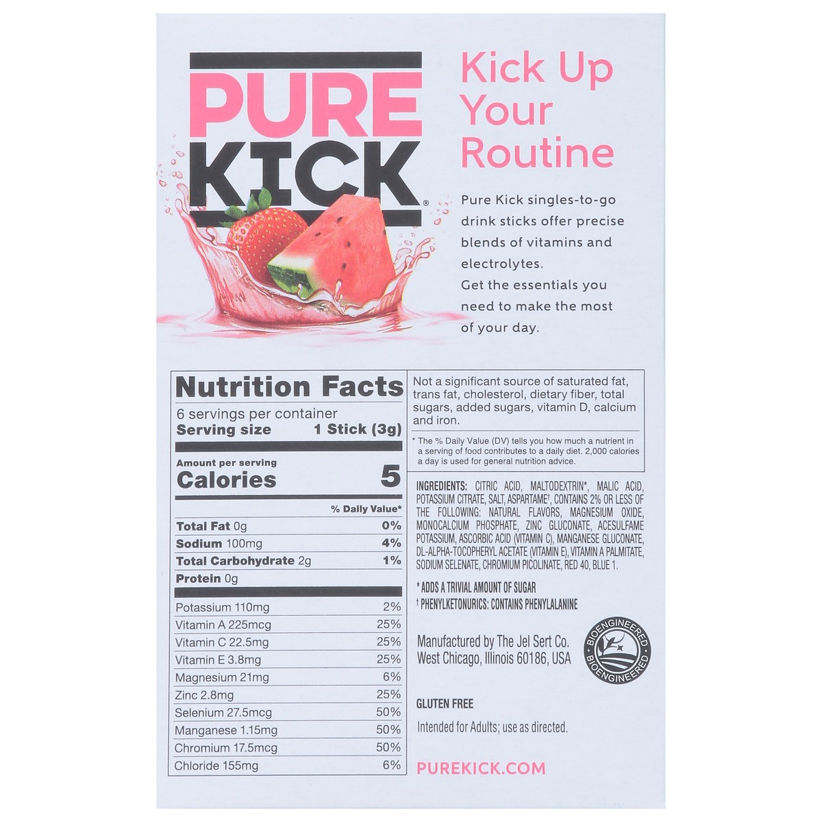 slide 10 of 14, Pure Kick Hydrate Zero Sugar Strawberry Watermelon Drink Mix 6 Stick Packs - 6 ct, 6 ct