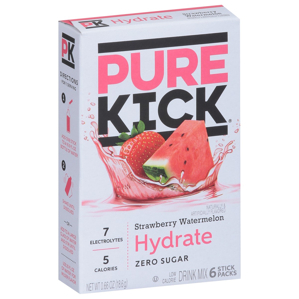 slide 14 of 14, Pure Kick Hydrate Zero Sugar Strawberry Watermelon Drink Mix 6 Stick Packs - 6 ct, 6 ct