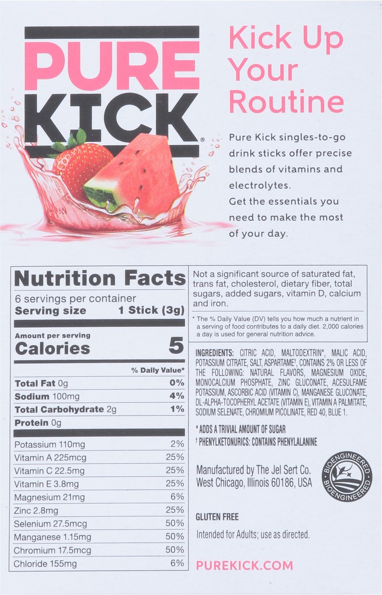 slide 7 of 14, Pure Kick Hydrate Zero Sugar Strawberry Watermelon Drink Mix 6 Stick Packs - 6 ct, 6 ct