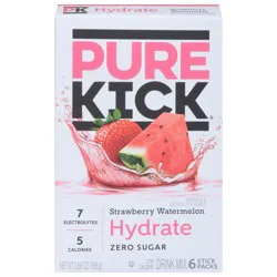 Pure Kick Hydrate Zero Sugar Strawberry Watermelon Drink Mix 6 Stick Packs - 6 ct
